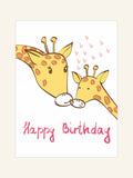 Happy Birthday Sevimli Zürafalar Ahşap Çerçeveli Poster