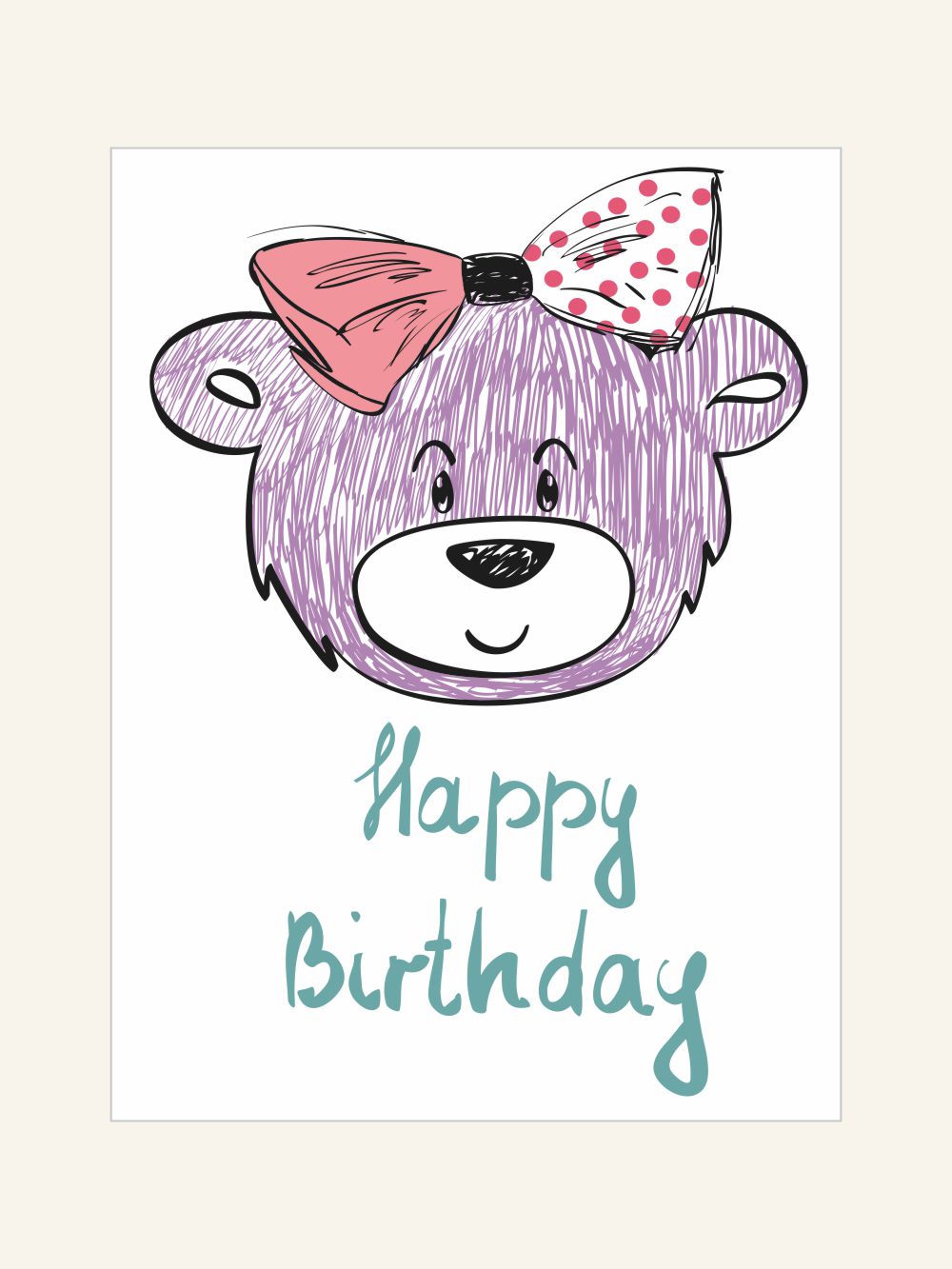 Happy Birthday Sevimli Ayı Ahşap Çerçeveli Poster